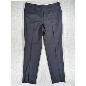 Canali Dress Pants Mens 34x31 Blue 100% Wool Flat Front Straight Leg Trousers